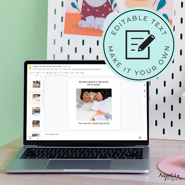 Social Skills Story: Taking My Time with my Work: Editable (Printable PDF ) School - AdaptEd4SpecialEd
